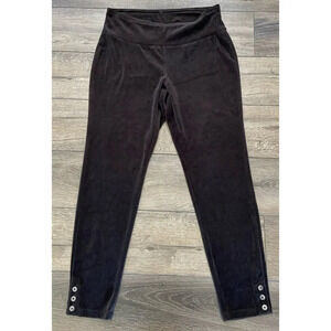 NWT Talbots Plus Stretch Velvet Pants Button Ankle Black Size 1X New